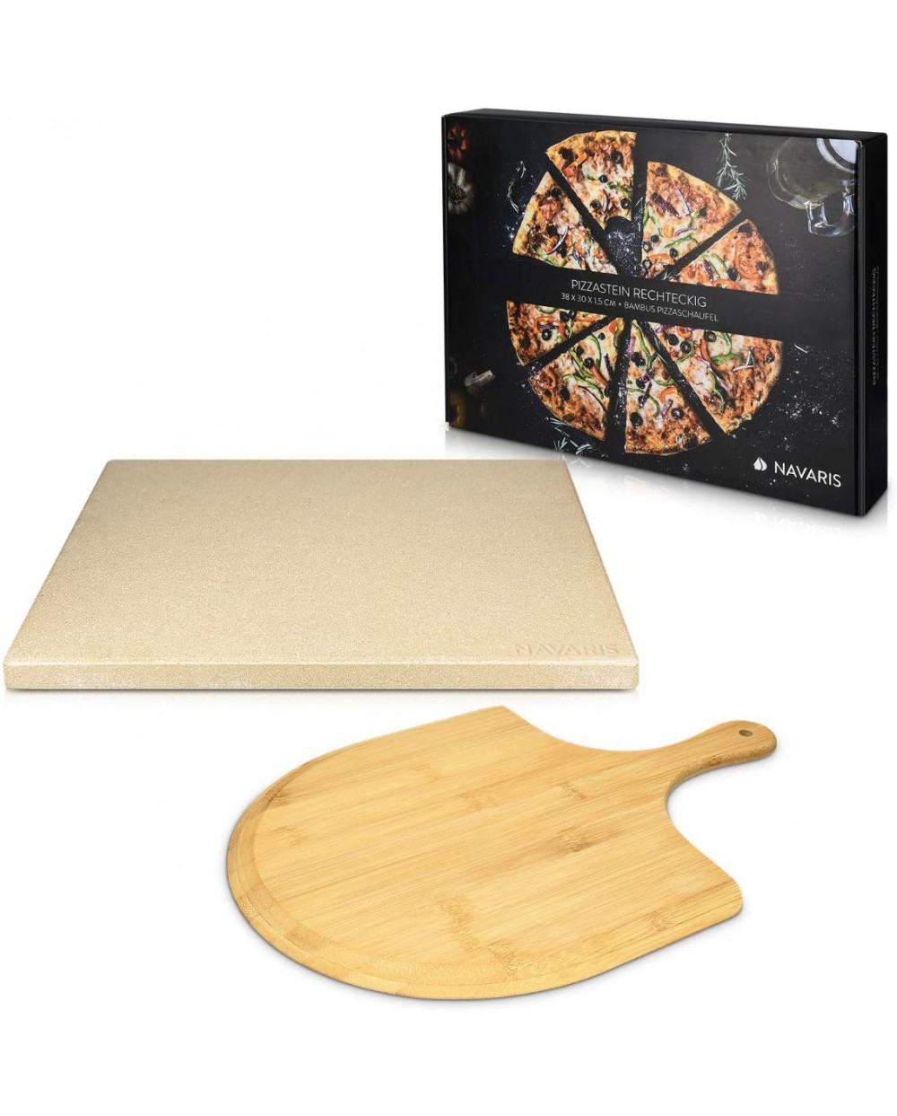 Achat Pierre à pizza XL 38 x 30 cm + Pelle en bambou