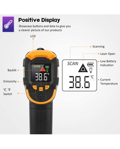 Achat Thermomètre infrarouge laser (-50° à 600°) Achat Thermomètre infrarouge laser (-50° à 600°)